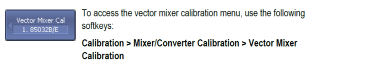 Vector Mixer Calibration Menu